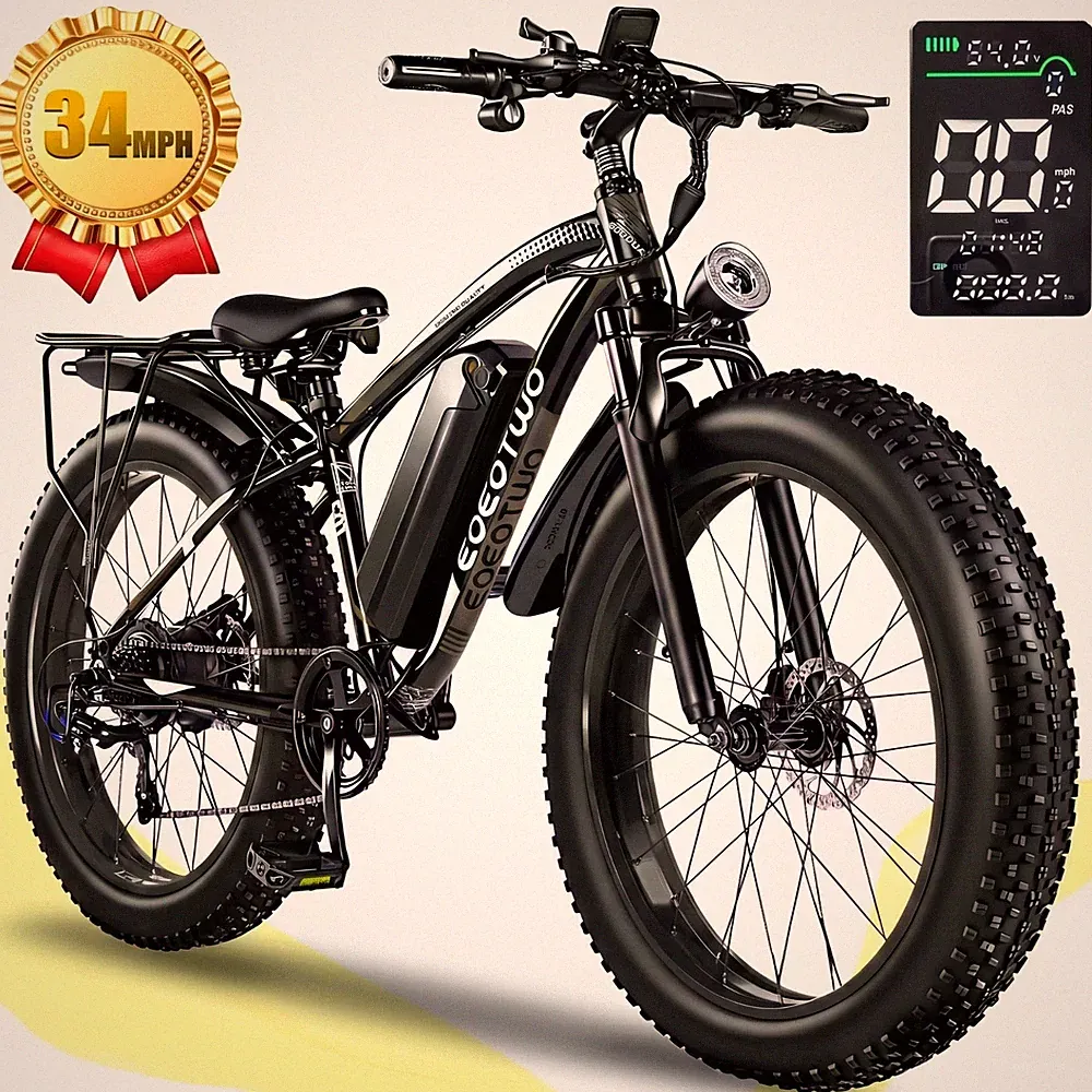 26'' Fat Tire Electric Bike for Adult 60Mile 34MPH Off-road Mountain Bicycle