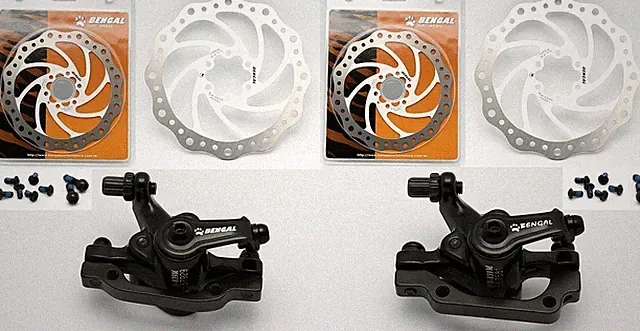 BENGAL Bike Bicycle Mechanical 160mm F + R Disc Brake + Bolt + Pad + White Rotor