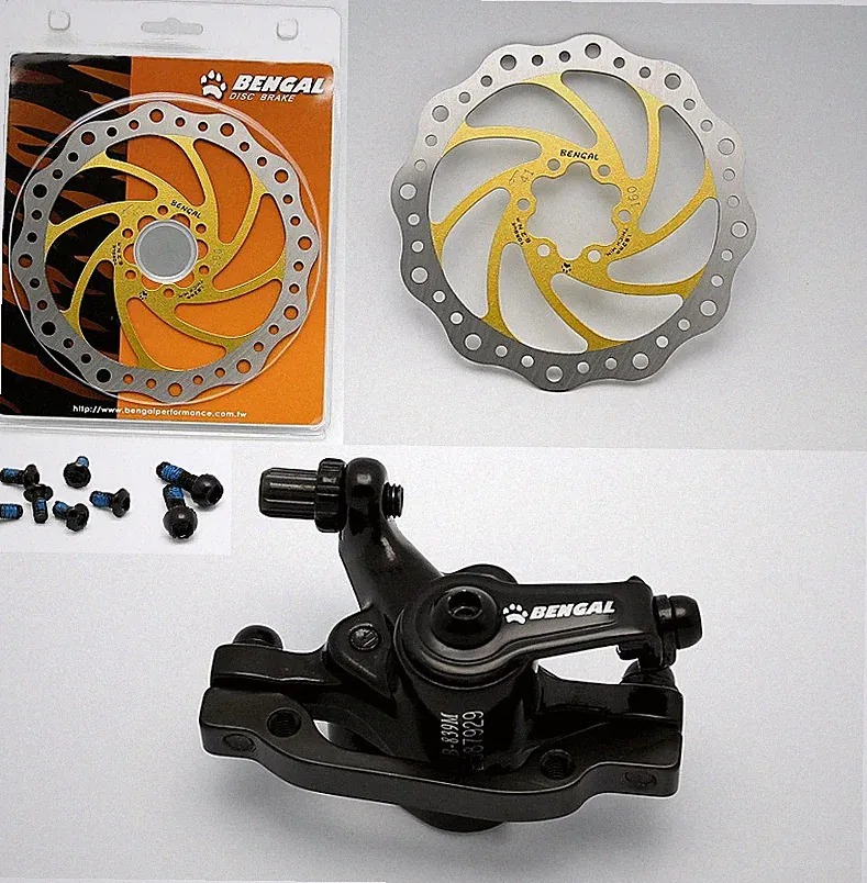 BENGAL Bike Bicycle Mechanical 160mm Front Disc Brake + Bolt + Pads + Gold Rotor