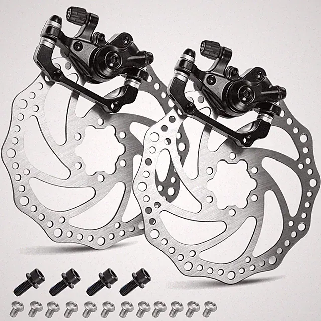 Front & Rear MTB Brake Set - Cable Disc Brakes, 160mm Rotors