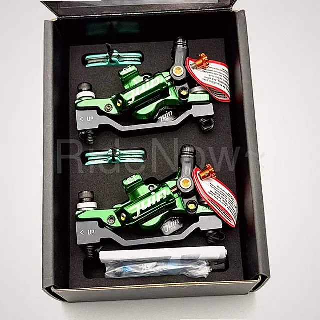 JUIN GTP 4Pistons UltraLight Hydraulic Road/CX Bike Disc Brake set Caliper Green