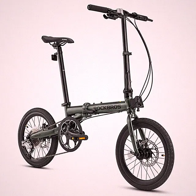 ROCKBROS ACS 16"Folding Bike 9-Speed Disc Brakes Adjustable Stem Aluminum Frame