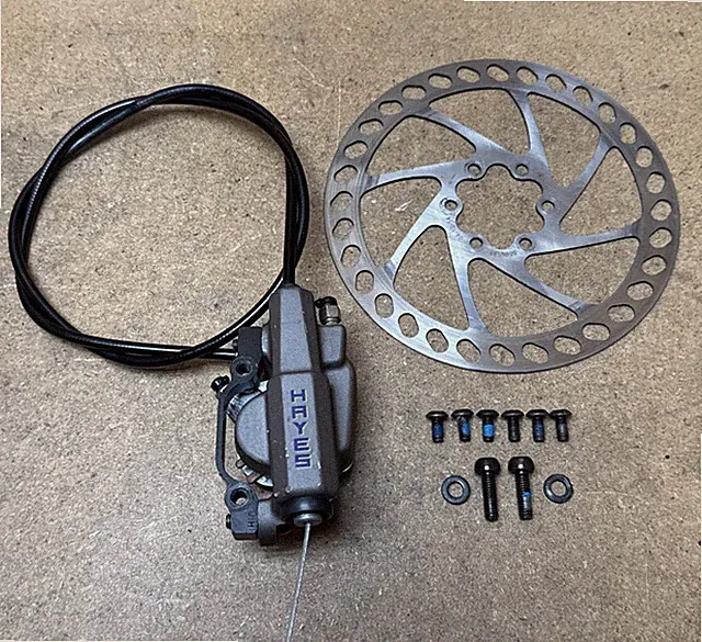 Vintage Hayes Cable Actuated Hydraulic Disc Brake Caliper & Rotor RARE