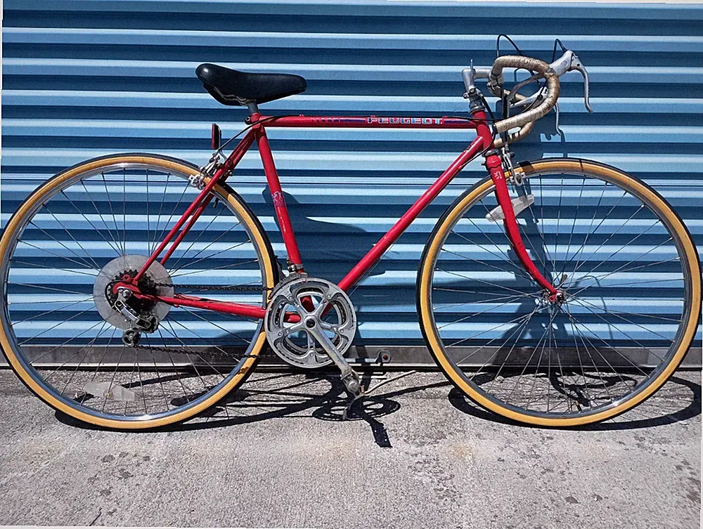 Vintage Peugeot Touring Bike, Red, Steel, 55 cm Frame, 27 in Wheel, 10 Speed